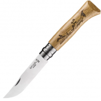 Нож OPINEL №8, нержавеющая сталь, рукоять дуб, гравировка заяц Нож OPINEL №8, нержавеющая сталь, рукоять дуб, гравировка заяц